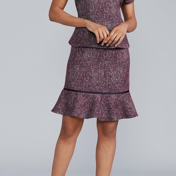 Nora Gardner Gracie Speckled Ruffle Hem Knee Length Skirt - Picture 1 of 10
